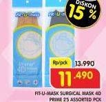 Promo Harga FIT-U-MASK Masker Prime 4D 2 pcs - Superindo