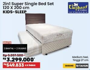 Promo Harga Elephant Kids Sleep | 2 in 1 Super Single Mattress 120 X 200 Cm  - COURTS
