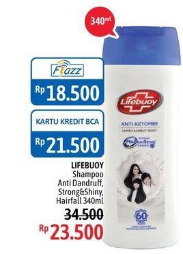 Promo Harga LIFEBUOY Shampoo Anti Dandruff, Strong Shiny, Anti Hair Fall 340 ml - Alfamidi