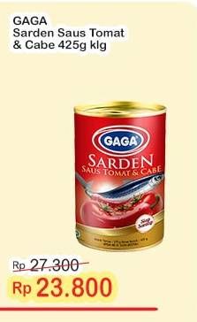 Promo Harga Gaga Sardines Sambal Balado, In Tomato Sauce Chilli/ Tomat Dan Cabe 425 gr - Indomaret
