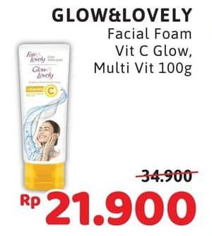 Promo Harga Glow & Lovely (fair & Lovely) Facial Foam Bright C Glow Vitamin C, Brightening Multi Vitamin 100 gr - Alfamidi