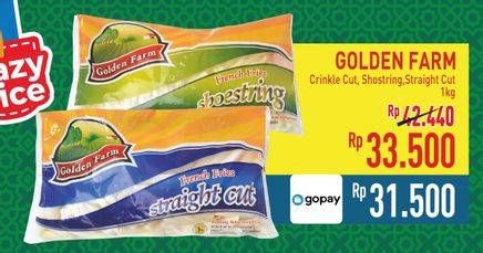 Promo Harga Golden Farm French Fries Crinkle, Shoestring, Straight 1000 gr - Hypermart