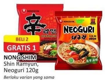 Promo Harga NONGSHIM Noodle Shin Ramyun Spicy Mushroom, Neoguri Udon 120 gr - Alfamart