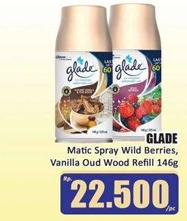 Promo Harga Glade Matic Spray Refill Wild Berries, Elegant Vanilla Oud Wood 225 ml - Hari Hari