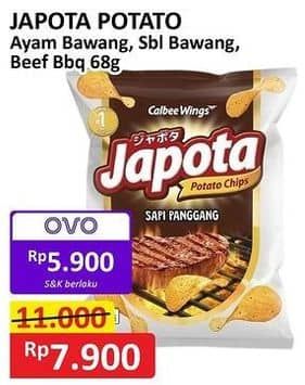 Promo Harga Japota Potato Chips Ayam Bawang, Sambal Bawang, Beef BBQ 68 gr - Alfamart