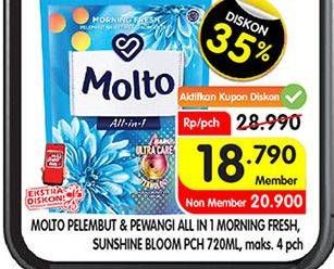 Promo Harga MOLTO All in 1 Blue Morning Fresh, Pink Sunshine Bloom 720 ml - Superindo