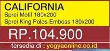 Promo Harga CALIFORNIA Sprei Motif 180 X 200, King Polos Emboss 180 X 200  - Yogya