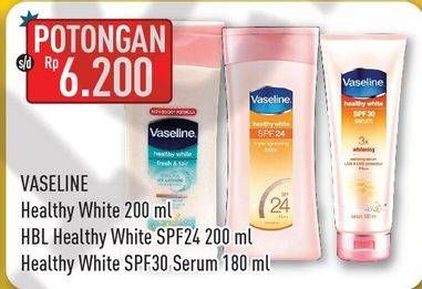 Promo Harga VASELINE Healthy White SPF-30 Serum/Hand Body Lotion/Healthy White Lightening  - Hypermart
