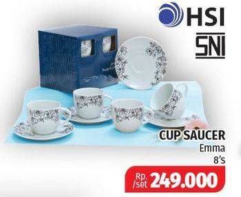 Promo Harga HSI Cup Saucer Set Emma 8 pcs - Lotte Grosir
