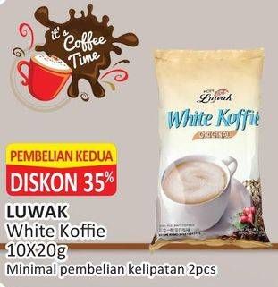 Promo Harga Luwak White Koffie per 10 sachet 20 gr - Alfamart