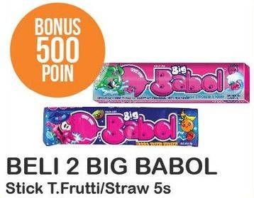 Promo Harga BIG BABOL Candy Gum Tutti, Strawberry per 2 pcs 5 pcs - Alfamart