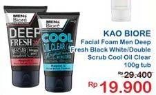 Promo Harga BIORE MENS Facial Foam Deep Fresh, Double Scrub White Energy, Cool Oil 100 gr - Indomaret