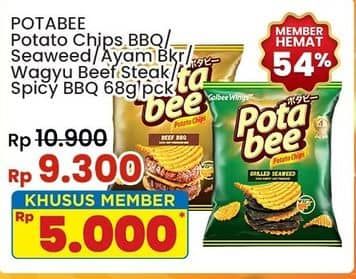 Promo Harga Potabee Snack Potato Chips BBQ Beef, Grilled Seaweed, Ayam Bakar, Wagyu Beef Steak, Spicy BBQ 68 gr - Indomaret