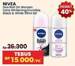 Promo Harga Nivea Deo Roll On Extra Whitening, Black White Invisible Fresh 50 ml - Indomaret