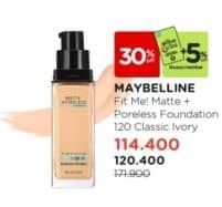 Promo Harga Maybelline Fit Me! Matte + Poreless Liquid Matte Foundation 120 Classic Ivory 30 ml - Watsons