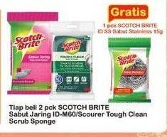 Promo Harga 3M SCOTCH BRITE Sabut Spon Jaring ID-60, Scourer Tough Clean  - Indomaret