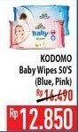 Promo Harga KODOMO Baby Wipes Pink, Aloe Vera Blue 50 pcs - Hypermart