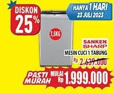Promo Harga Sanken, Sharp Mesin Cuci 1 Tabung  - Hypermart