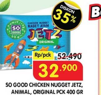 Promo Harga So Good Chicken Nugget Jets, Animal, Original 400 gr - Superindo