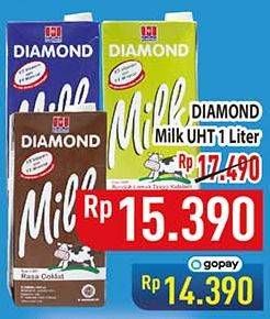 Promo Harga Diamond Milk UHT Full Cream, Chocolate, Low Fat High Calcium 1000 ml - Hypermart