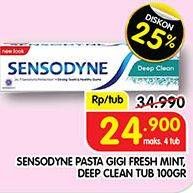 Promo Harga SENSODYNE Pasta Gigi Fresh Mint, Deep Clean 100 gr - Superindo