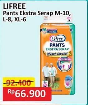 Promo Harga Lifree Popok Celana Ekstra Serap M10, L8, XL6 6 pcs - Alfamart