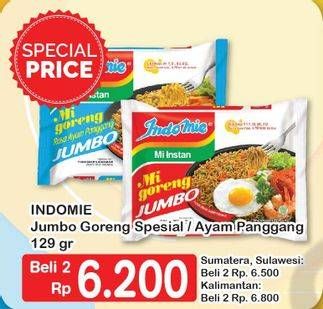 Promo Harga INDOMIE Mi Goreng Jumbo Ayam Panggang, Spesial per 2 pcs 129 gr - Hypermart