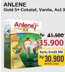 Promo Harga ANLENE Gold Plus 5x Hi-Calcium Coklat, Vanila 250 gr - Alfamart