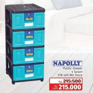 Promo Harga Napolly Plastic Drawer 4S STB 400 BKI Tosca  - Lotte Grosir
