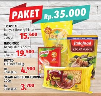 Promo Harga Paket 35rb (Topical minyak goreng + Indofood Kecap Manis + Royco FDS + 3 Ayam Mie Telor)  - LotteMart