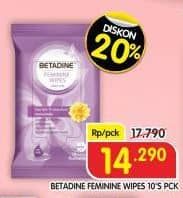 Promo Harga Betadine Feminine Wipes Gentle Protection Immortelle 10 pcs - Superindo