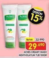 Promo Harga Acnes Creamy Wash Mentholatum 100 gr - Superindo