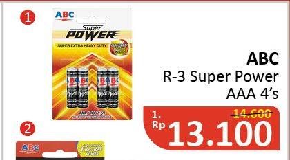 Promo Harga ABC Battery Super Power AAA 4 pcs - Alfamidi