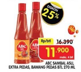 Promo Harga ABC Sambal Asli, Extra Pedas, Bawang Pedas 270 ml - Superindo