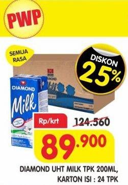 Promo Harga Diamond Milk UHT All Variants per 24 pcs 200 ml - Superindo