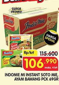 Promo Harga Indomie Mi Kuah Soto Mie, Ayam Bawang per 40 pcs 69 gr - Superindo