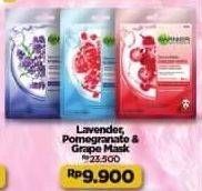 Promo Harga GARNIER Serum Mask Hydra Bomb - Lavender Oil, Hydra Bomb - Antioxidant Pomegranate, Ageless White - Grape Seed Extract 32 gr - Alfamart