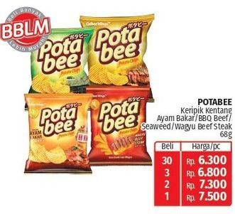 Promo Harga Potabee Snack Potato Chips Ayam Bakar, BBQ Beef, Grilled Seaweed, Wagyu Beef Steak 68 gr - Lotte Grosir