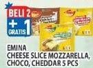 Promo Harga EMINA Cheese Slice Mozza, Choco, Cheddar 5 pcs - Hypermart