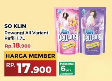 Promo Harga So Klin Pewangi All Variants 1700 ml - Yogya