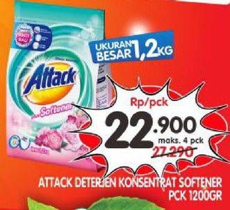 Promo Harga ATTACK Detergent Powder Plus Softener 1200 gr - Superindo