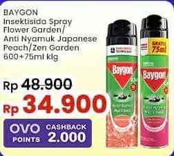 Promo Harga Baygon Insektisida Spray Flower Garden, Japanese Peach, Zen Garden 600 ml - Indomaret