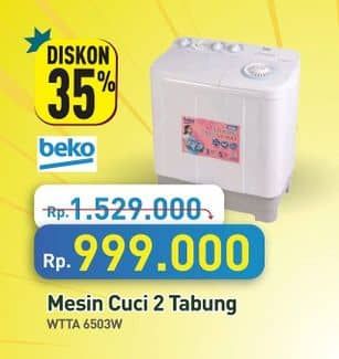 Promo Harga Beko WTTA6503W Mesin Cuci Semi-Otomatis  - Hypermart