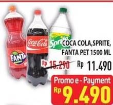 Promo Harga COCA COLA/ FANTA/ SPRITE Minuman Soda 1.5ltr  - Hypermart