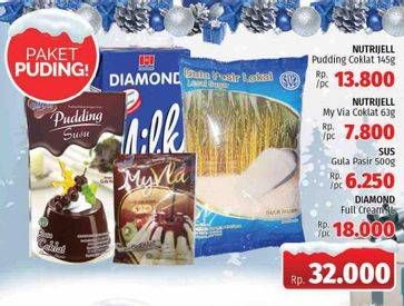 Promo Harga Paket Pudding (Nutrijell Pudding Coklat + Nutrijell My Vla + SUS Gula + Diamond Full Cream)  - LotteMart