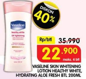 Promo Harga Vaseline Body Lotion UV Lightening, Aloe Fresh 200 ml - Superindo