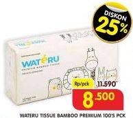 Promo Harga WATERU Premium Bamboo Tissue 100 pcs - Superindo
