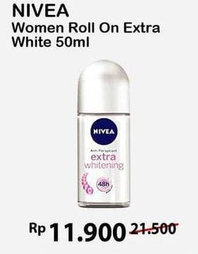 Promo Harga NIVEA Deo Roll On Extra Whitening 50 ml - Alfamart