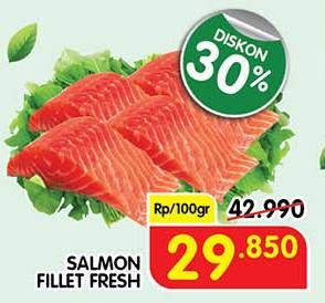Promo Harga Salmon Fillet per 100 gr - Superindo
