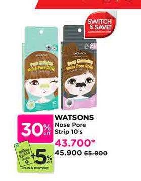 Promo Harga Watsons Nose Pore Strips 10 pcs - Watsons